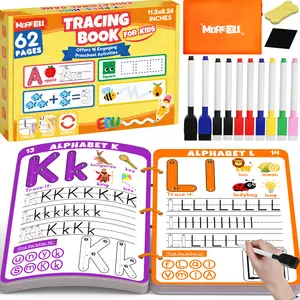 MORECOLL Preschool Learning Activities Educational Workbook, 62 Reusable Pages Pre Kindergarten Workbooks, Number Letter Tracing Books for Kids, Autism Learning Materials, ABC Writing Practice for Kids Ages 3-7