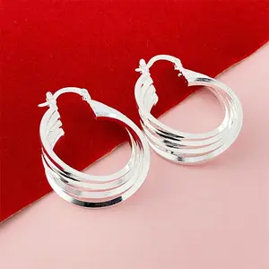 Earrings Hoop Style For Her No Tarnish Fine Silver 925 Plated