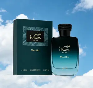 Hawas For Him Malibu Eau de Parfum for Men, Refreshing Tropical Citrus Aquatic Cologne, Long Lasting Bright Casual Masculine Fragrance Spray 3.38 fl oz 100ml