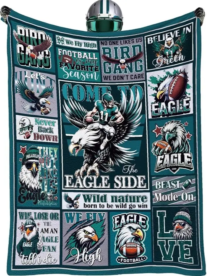 Philadelphia Football Flannel Blanket, Eagle Fan Throw Blanket, Green Football Lover Gift, Soft Cozy Throw for Sofa Couch Bed, Game Day Home Decor, Bird Gang Inspired Blanket, Vintage Football Flannel Throw, Gift for Men Sports Fans, Warm Cozy Blanket