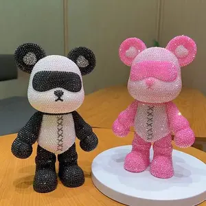 DIY Diamond Ribbon Violent Bear Gloomy Bear Teddy Bear Kit Set Crystal Rhinestone Full Drill Craft Handmade Gift for Birthday Valentine's Day Home Decorations (9.05 inch) -- Maker