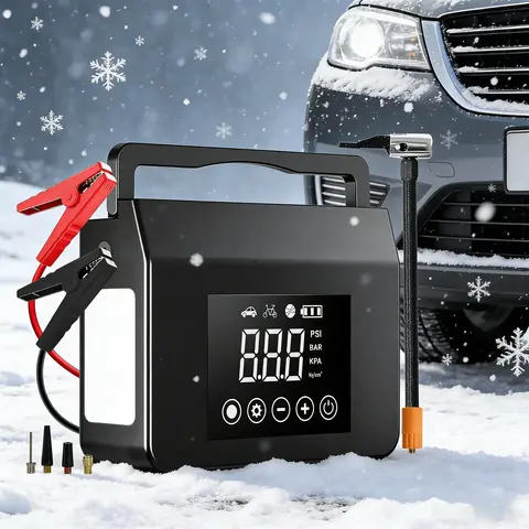 【Hieha】Upgraded Winter Savior – 4000A Car Jump Starter & Jump Starter with 150PSI Tire Inflator, 15000mAh Power Bank & LED Light,Compatible with Most Cars, Trucks (ALL Gas/8.0L Diesel), Automotive Convenience for Winter Driving