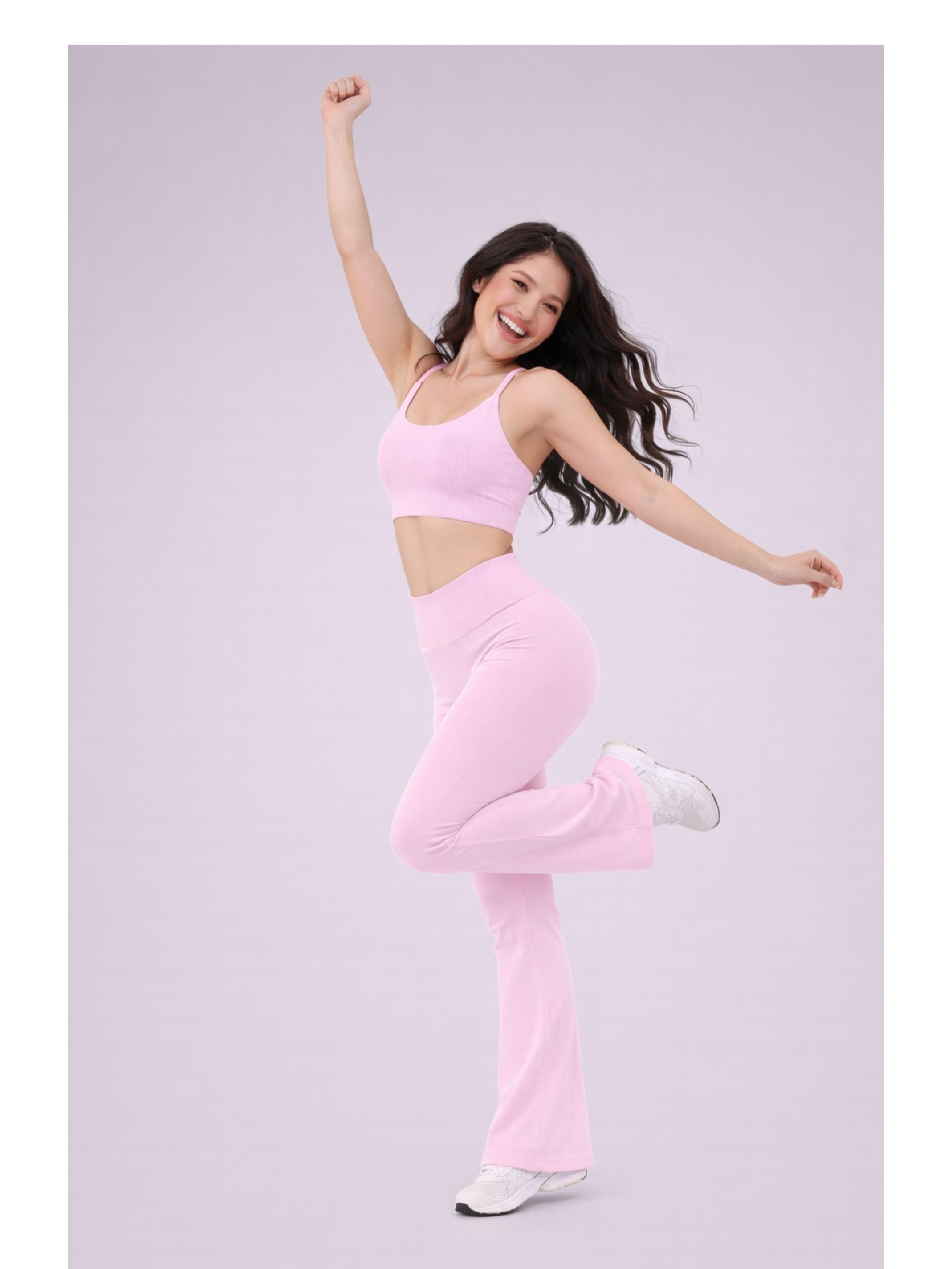 Coral Canton High Waistband Stretch Flared Pants