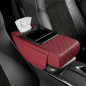 Automatic center console armrest pillow with memory cotton Comfortable armrest cover and armrest pad with tissue box with cup holder 4-in-1 General Motors accessories to enhance driving experience