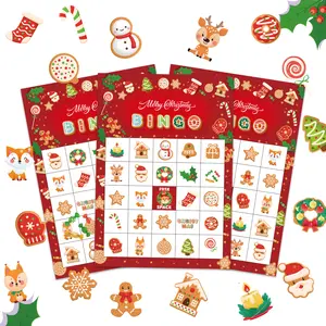 Set of 33 Christmas Bingo Game Cards, High-Quality Paper, Fits Up to 24 Players, Perfect for Holiday Parties & Indoor Family Activities, Party Cards Game