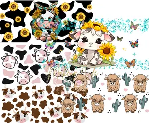 UV DTF Cow Bundle 5 Libbey WRAP 5 LIDS PRINTS