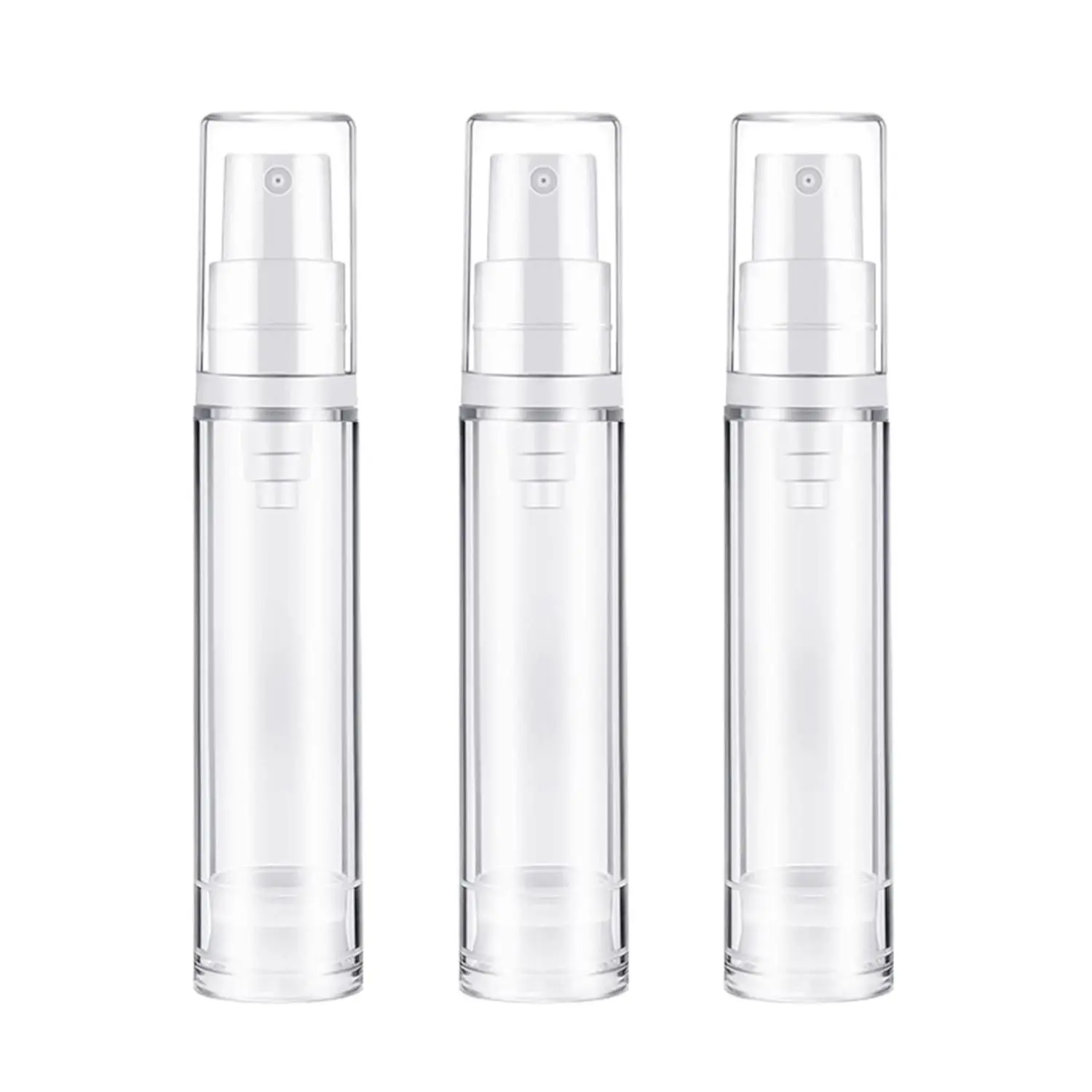 3pcs Empty Airless Pump Bottle Refillable Clear Travel Lotion Containers Vacuum Cosmetic Container Press Bottles for DIY Foundation, Gel, Essence, Lotion, Moisturiser (10Ml), 3.0 Count