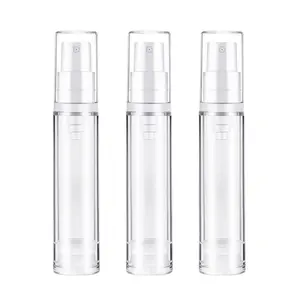 3pcs Empty Airless Pump Bottle Refillable Clear Travel Lotion Containers Vacuum Cosmetic Container Press Bottles for DIY Foundation, Gel, Essence, Lotion, Moisturiser (10Ml), 3.0 Count