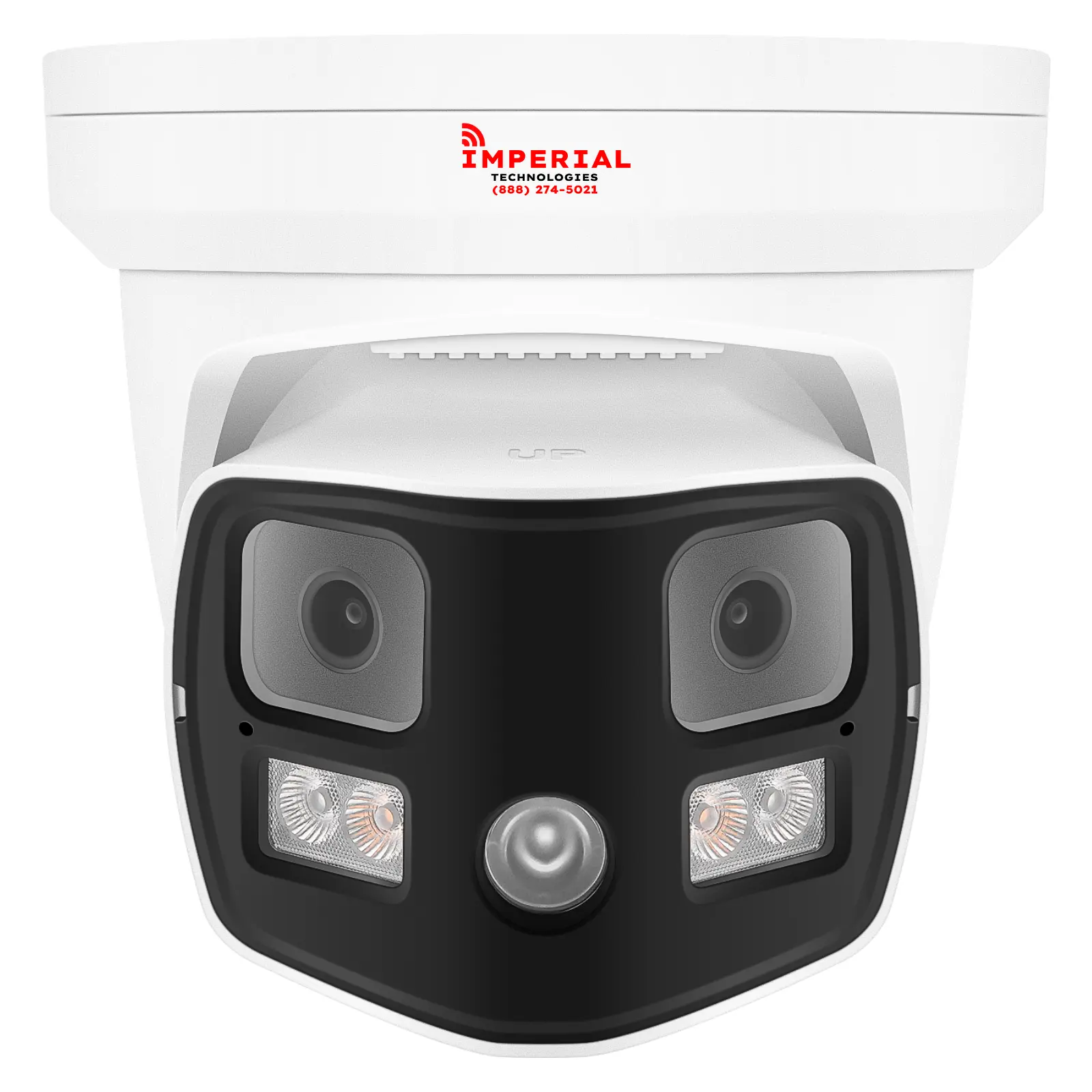 Imperial 16MP 180° Panoramic AI Security Turret IP Camera - 0 Blind Spots, Face/Human/Vehicle Detection, Dual Lens, Dual Lights, 2-Way Audio with Speaker, PoE, Remote Access, Micro SD Support