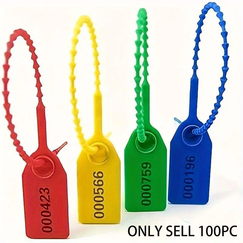 100pcs Robust Plastic Tamper Evident Seals, For Fire Extinguisher Numbered Zip Ties Security Labels Disposable Self-Locking Tags Universal Fit 250mm10in