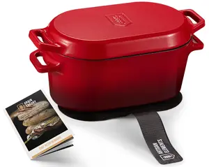 Premium 3.4 Qt Oval Enameled Cast Iron Dutch Oven Pot for Baking, Braising, Soups & Sourdough | Oven Safe Cookware