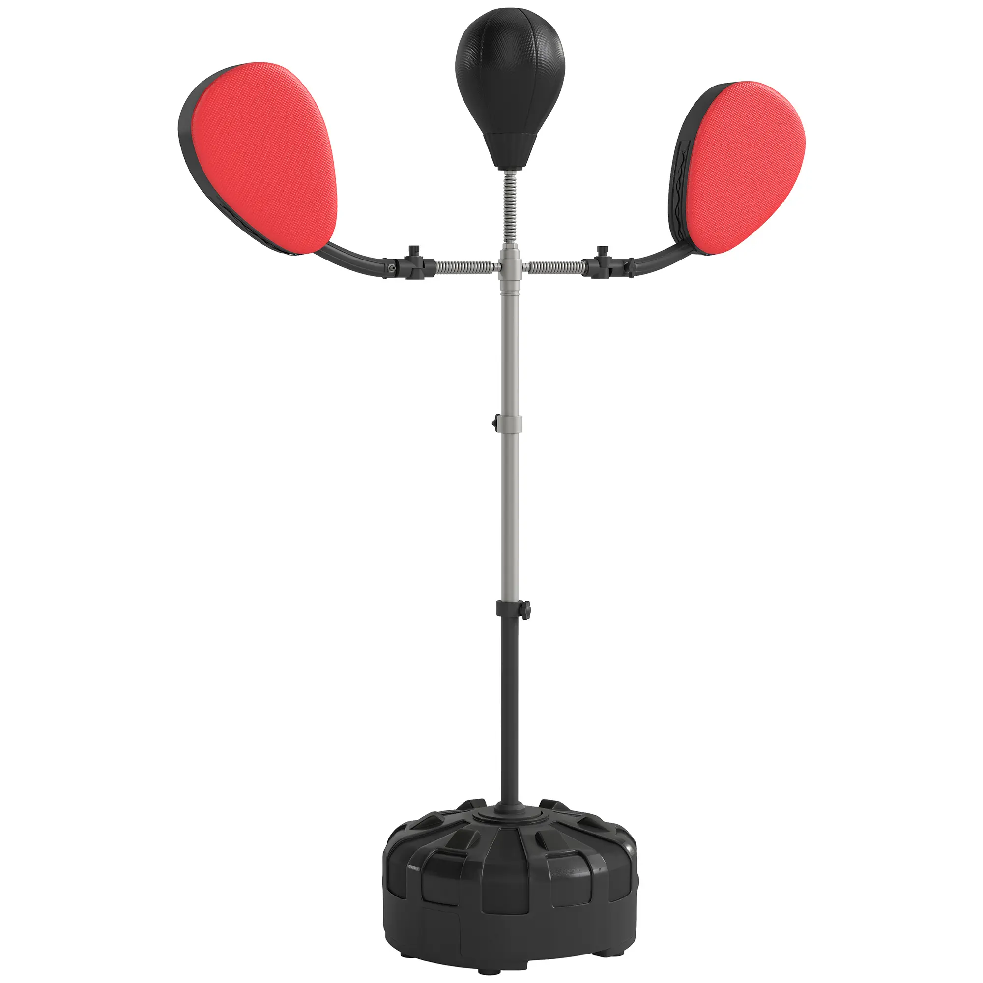 Soozier 3-in-1 Boxing Bag with Stand, Freestanding Punching Speed Bag with 2 Target Arms, Adjustable Height Boxing Bag Set for Exercise, Training, Fitness & Stress Relief (Black)