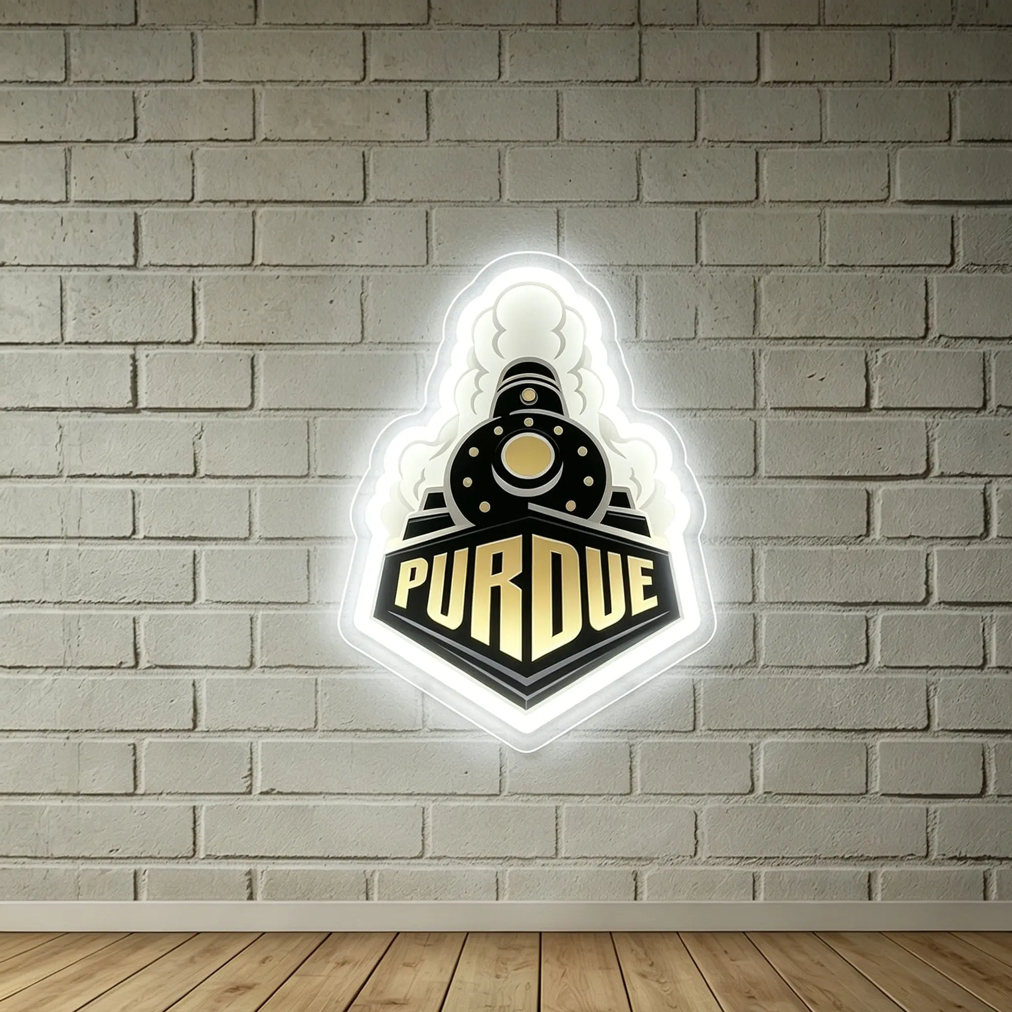 Purdue Train Head LED Colorful White Glowing Wall Lamp | Furniture Lighting Decorative Lamp Illuminated Logo Lights USB Plug Powered Suitable for Home, Shop, Bar, Game Room, KTV E-sports Room, Holiday Atmosphere, Gift Neon Light Ambient Decor Lighting