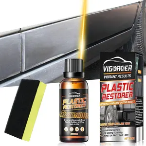 Plastic Restorer for Cars, Lasting Auto Restoring Liquid, Qucik Hydrophobic Ceramic Trim Coating Kit, Exterior and Interior Plastic Revitalizing Coating Agent, Resists Water, UV Rays, Dirt