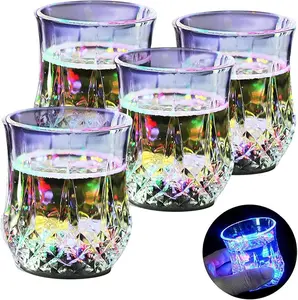 4PCS LED illuminated mug, automatic water-filling luminous wine glass with flashing lights, color-changing mug for wine, whiskey, beer, cola, juice, and other beverages. Suitable for Christmas, Halloween, bars, discos, and nightclub parties.