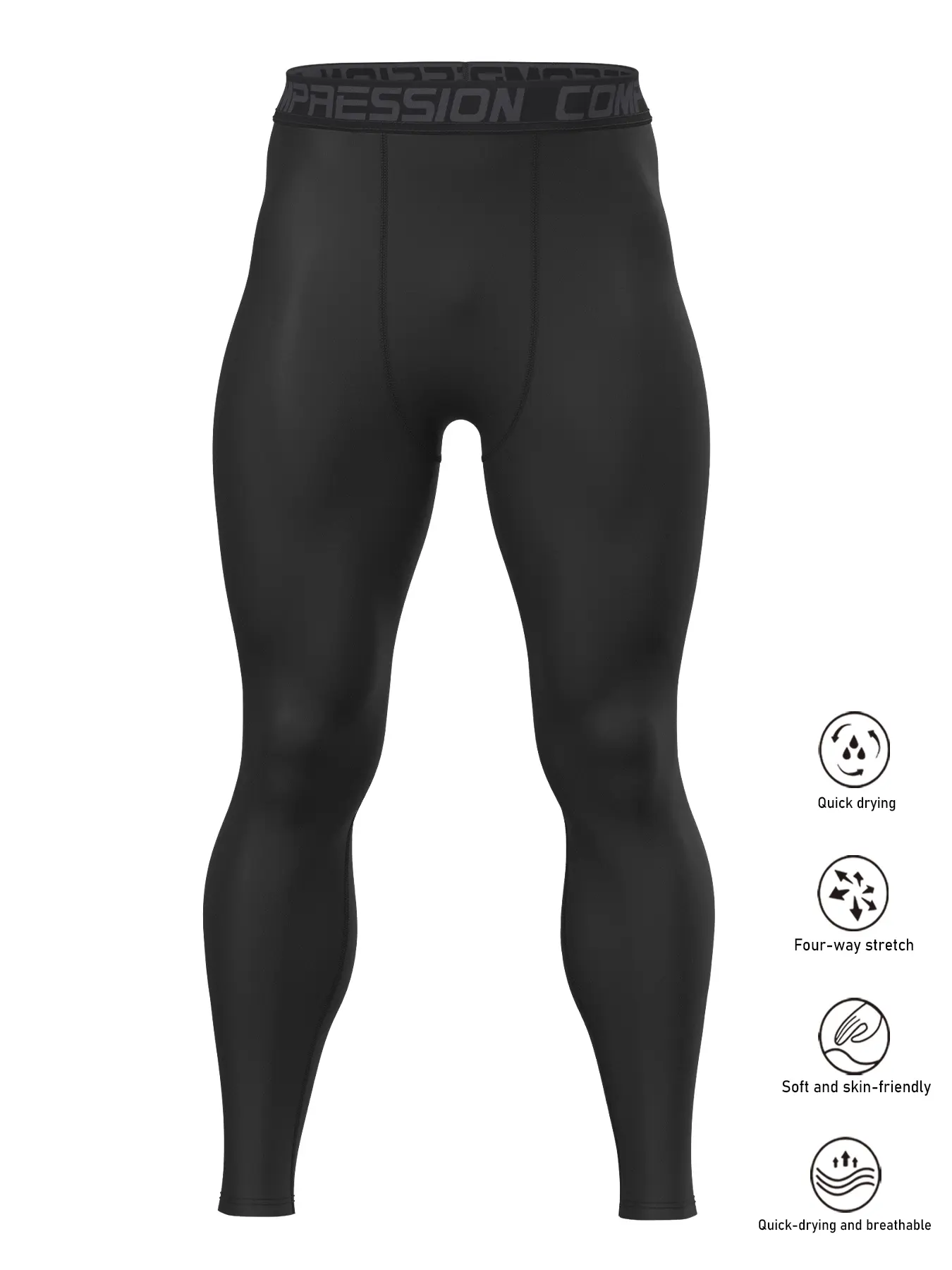 Men's Sporty Tight-Fitting Compression Pants, Workout Pants, Breathable Running Leggings, All-Season Fitness Wear, Comfortable Athletic Long Pants, Breathable Skinny Legging, Activewear Bottoms, Compression Gym Pants
