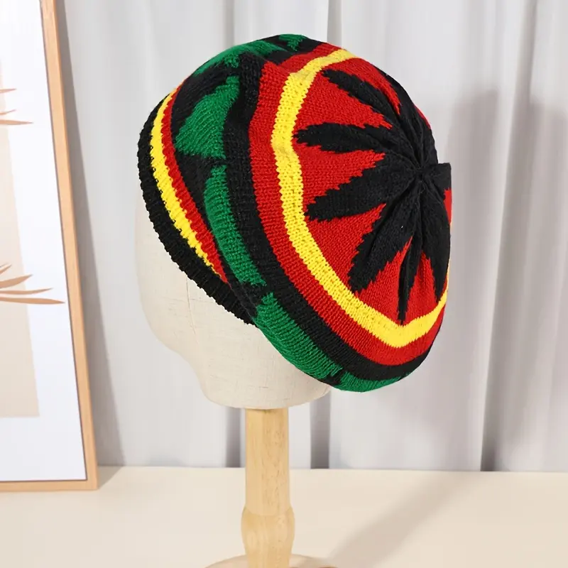 Unisex Rasta Reggae Style Fashion Hat - Multicolor Knitted Cap, Casual Trendy Autumn Winter Beanie, Fashion Hats