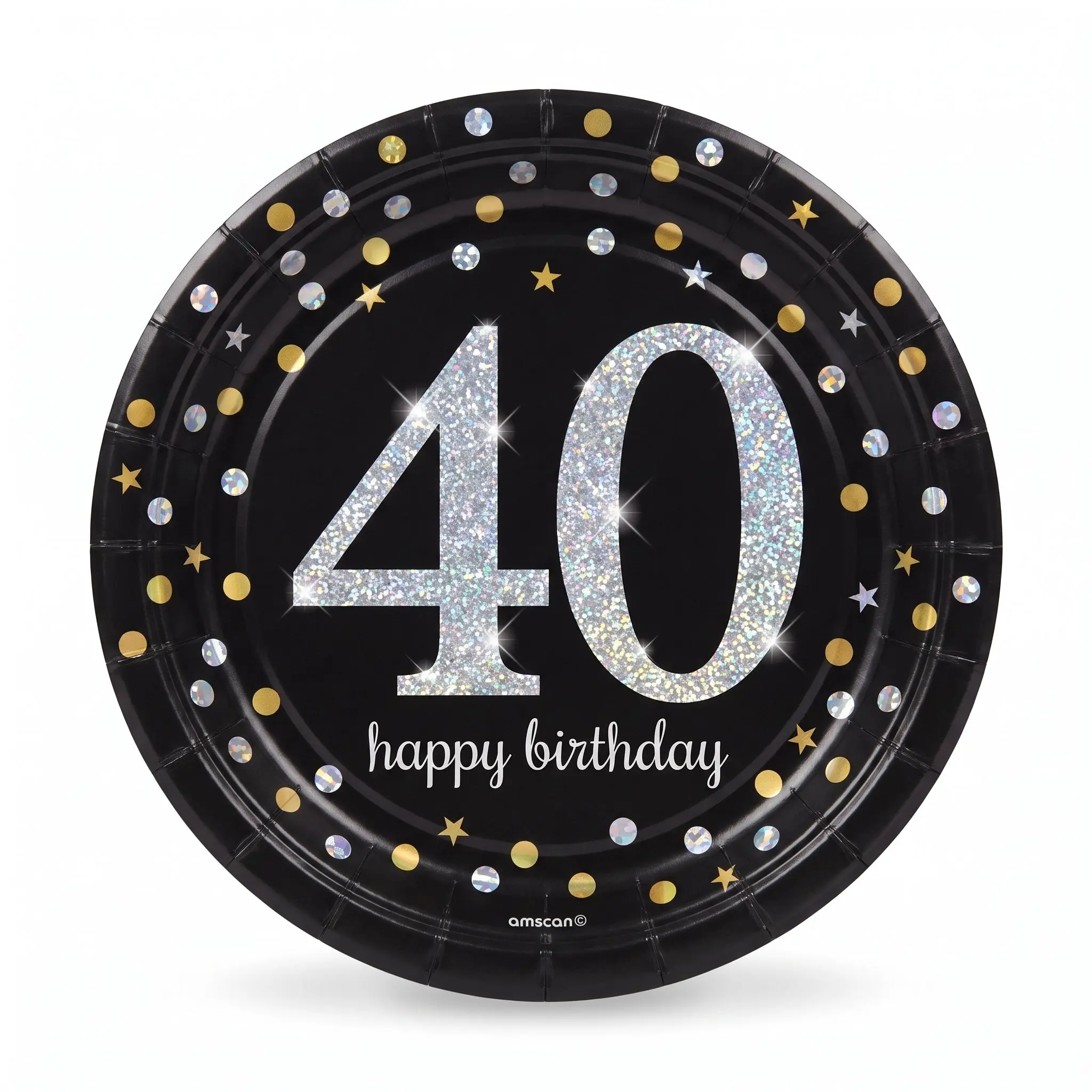 Sparkling Celebration 40th Birthday Prismatic Plates, 9-Inch, 8-Pack