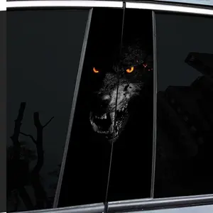 2 very scary and fun car stickers with personal creativity, B-pillar protective film, black scary head pattern car sticker sticker, suitable for cars Decal For Cars