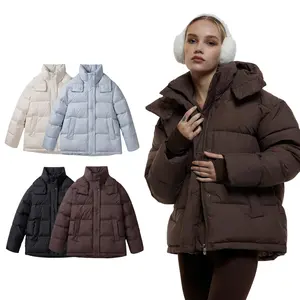 Go.G.G Unisex Detachable Hooded Button Puffer Jacket Womenswear Coats, Solid Color Full Zip Long Sleeve Women Winter Coats for Women, Removable Hooded Pocket Design Warm Outerwear Tops