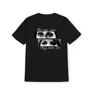 Men's Graphic T-Shirt - "The Eyes Chico They Never Lie" Design, Black Casual Short Sleeve Round Neck Summer Tee, Machine-Washable Regular Fit Comfortable Everyday Wear