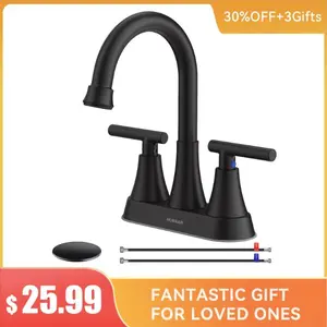 Hurran 4-Inch Bathroom Faucet features a 2-handle centerset design made of durable, lead-free stainless steel. Resists Fingerprints Rvs pop-up drain black Installation