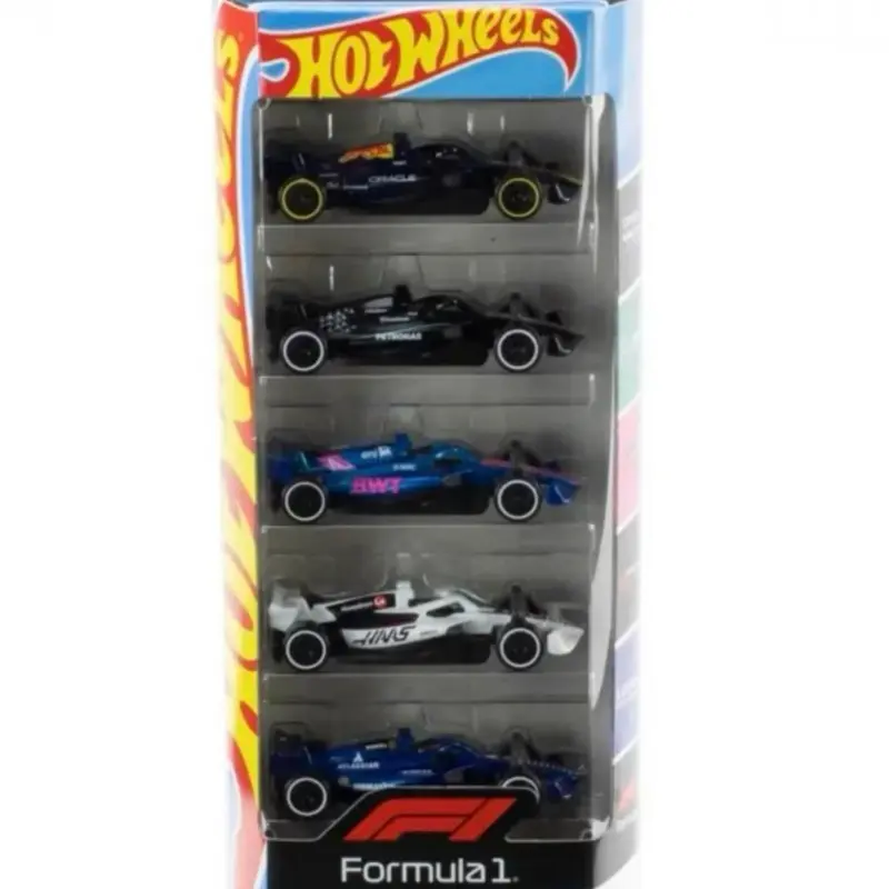 Hot Wheels Race Team 5-Pack Diecast Formula 1 (F1) Race Set - Diecast Vehicles, 5 Cars, Collectible Toy Models for Entertainment, Five Cars