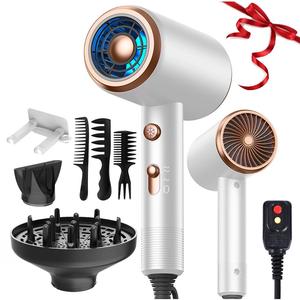 hair dryer with diffuser kit, 1 set powerful hair dryer with comb and diffuser, lightweight, suitable for straight and curly hair, perfect for home, travel, and salon use, valentine's day gift