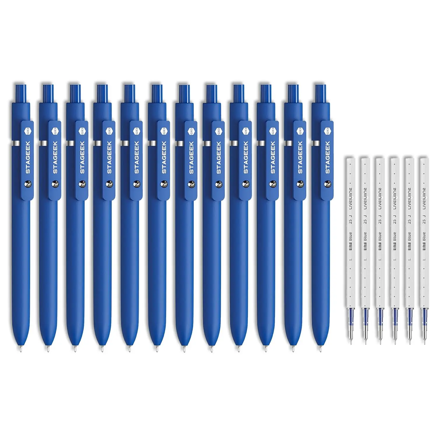 STAGEEK Blue Gel Pens 6Pcs Quick Dry Blue Ink Pens with 3 Extra Refills, Fine Point Retractable Smooth Writing Pens for Journaling, Office, Note Taking, School Supplies, Nurse Aesthetic, Kids Gifts & Office Supplies(Blue& Black Gray White & Morandi)