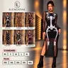 ELENGATINE Women's Polyester Stretchy Skeleton Print Mid-Length Crew Neck Bodycon Dress - Sheer Mesh Overlay, Long/Sleeveless, Trending Clothes, Going Out Outfit, Concert Wear, Female Stylish Clothes, Halloween Dresses for Women, Multi-Color/Pattern,sohoc
