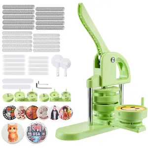 【DealsForYouDays】VEVOR Button Maker Machine, 2.28/2.95 inch 2-in-1, Plastic Pin Maker with 200 pcs Button Parts, Circle Cutter and Magic Book, Reinforced Ergonomic Handle, for DIY Badges, Personalized Pins, Green, Abs, Fathers Day