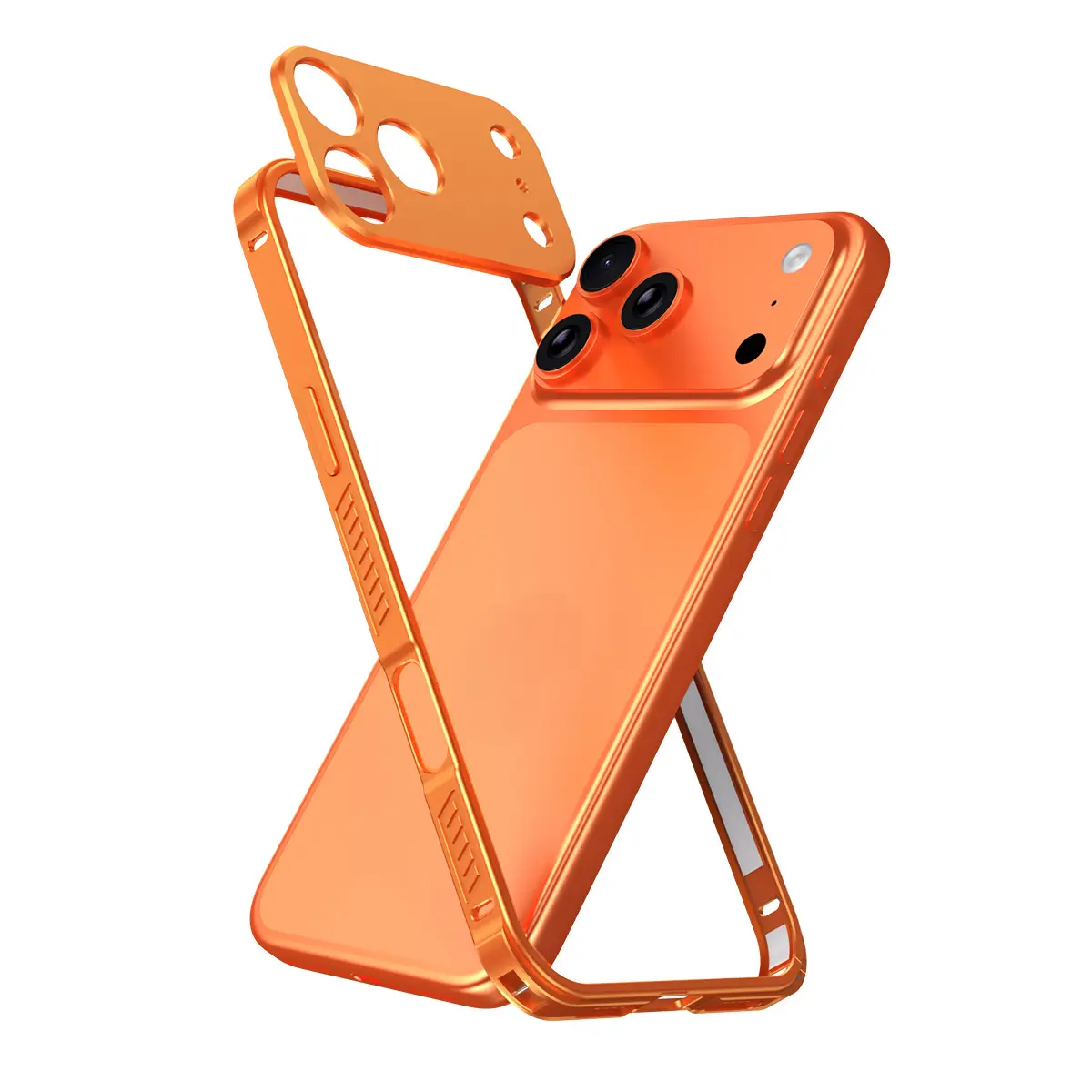 Detachable Alloy Armor Phone Case, Titanium Texture Finish, All Around Edge Drop Resistant Protective Cover, Lens Protector Frame, Shockproof Hard Shell for iPhone 12, 13, 14, 15, 16, 17, 12-18 Pro & Pro Max,16 Plus