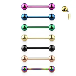Internally Threaded Implant Grade 23 Solid Titanium Barbell 14ga 1/2" & 5/8"- Sold Each