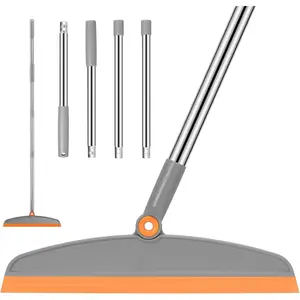 Pet Hair Removal Broom Multifunction Magic Broom, 54 Inch Adjustable Long Handle Silicone Floor Squeegee Broom, Sweep and Scrape 2 In 1 Household Cleaning Brooms for Floor, Bathrooms, Kitchens, Showers, Tile, Pet Hair,Glass