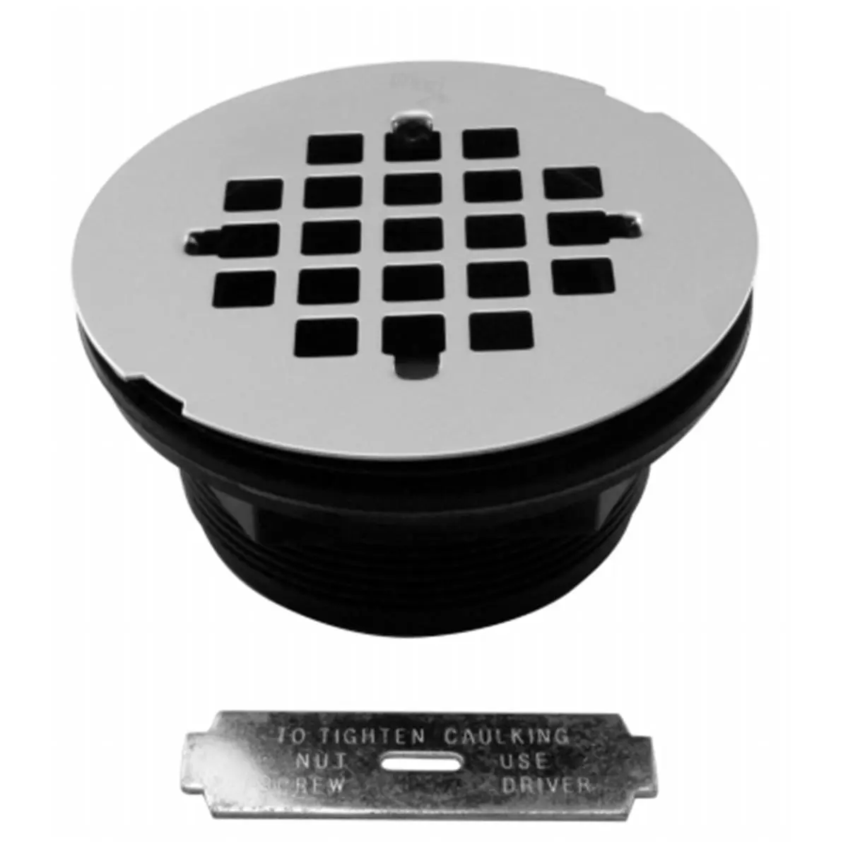 Westbrass D206P-20 Stainless Steel PVC Compression Shower Drain - Plastic Body, 2.5x4.5 in, Fits 2 ABS/PVC Pipes, Key-Tightened Rubber Gasket, Tool Included, Mounts to Fiberglass, Acrylic, Solid Surface