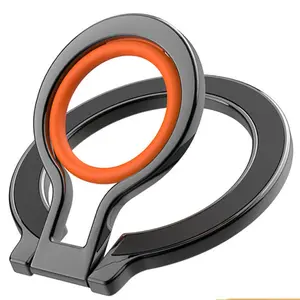 Magnetic Foldable Phone Ring Holder Stand, 360° Full Rotation Portable Support, Lightweight Reusable Strong Magnetic Attachment