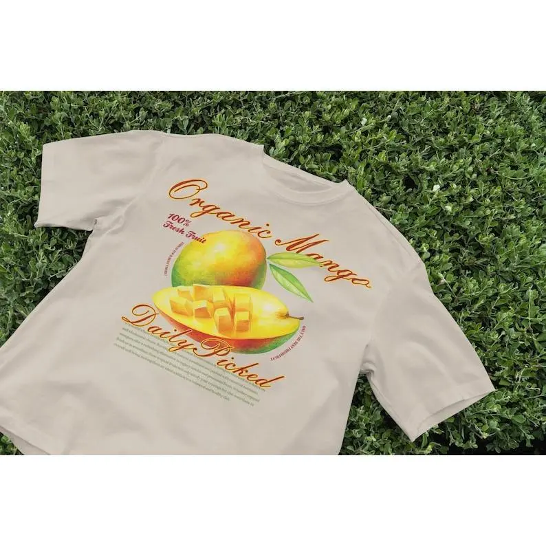 Cute Mango T-Shirt, Aesthetic Peach Shirt, Cute Citrus Shirt, Positivity Shirt, Indie Shirt, Y2K aesthetic Clothing, nostalgia shirt,
