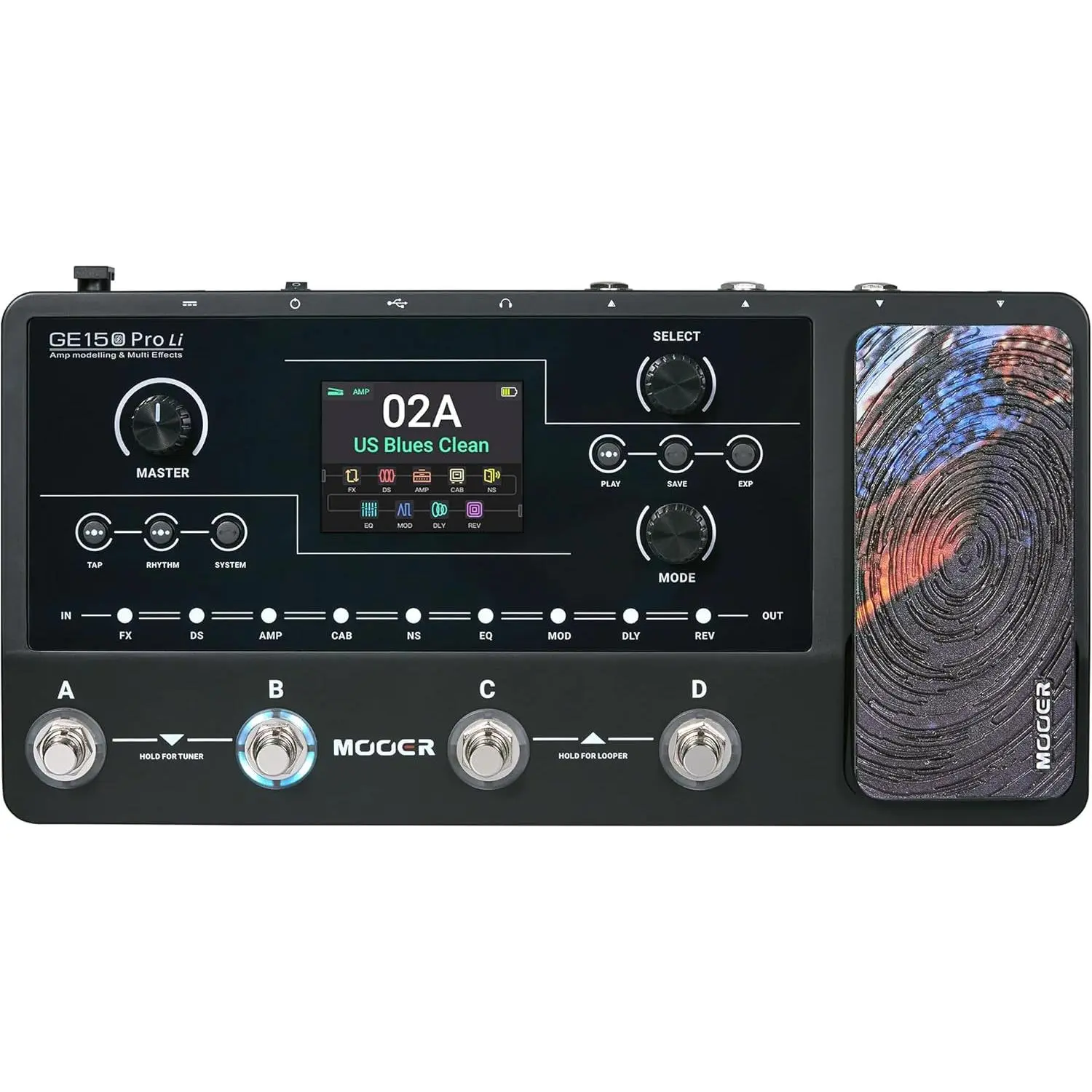 MOOER GE150 Pro Li Black Guitar Multi Effects Processor Preamp Cab Sim Pedalboard 3rd IR Loader Looper Drum Machine