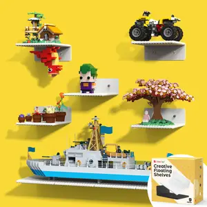 BlissBox White Wall-Mounted Bricks Display Shelf, 5 x 5.5 Inches, Double-Sided Design with 16 x 17 Bumps on Each Side – Perfect for Toy Blocks Storage, Display, or Room Decor, Durable ABS Material