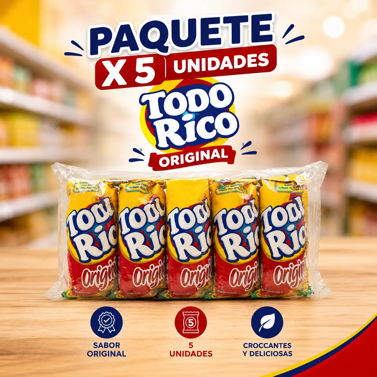 TODO RICO ORIGINAL PAQUETE X5 UNIDADES.