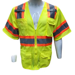 FX Safety Class 3 Hi Visibility Yellow Safety Vest with 6 Pockets/ ANSI Rated Class 3 Safety vest / Great for Construction work sites,  Road Work, Warehouse work, and airport