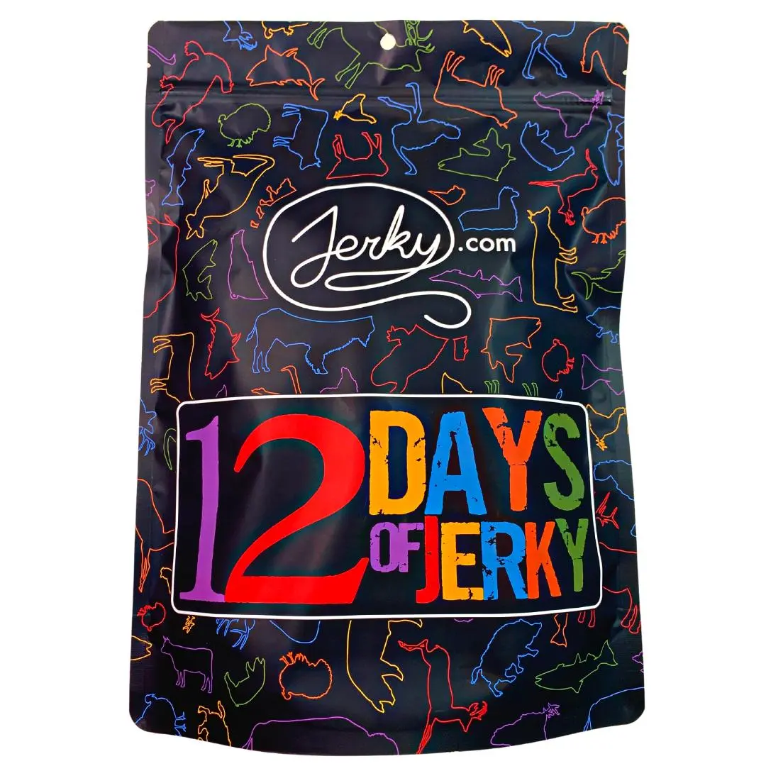 Jerky.com The 12 Days of Jerky Gift Package - Get a Unique Flavor of 8 Beef Jerky & 4 Exotic Jerky - Fun Unique Gift for Guys - Set