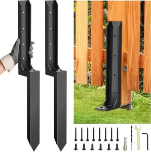 2 Pcs Fence Post Repair Kit, Heavy Duty Fence Post Anchor Ground Stakes for Repair Tilted, Broken Wood Support