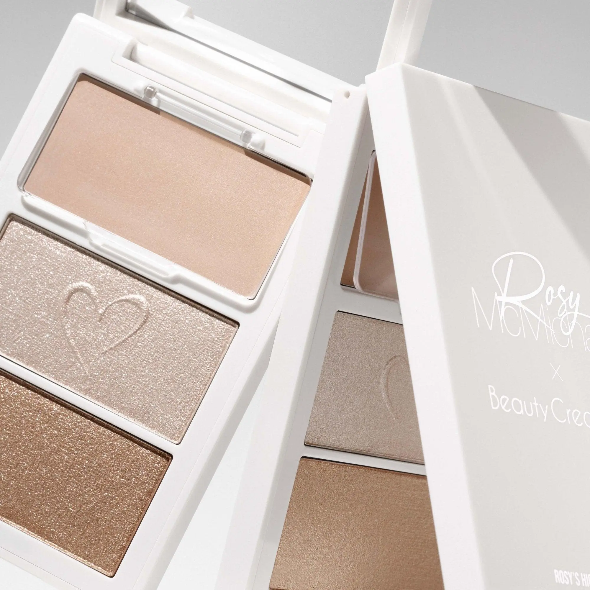 Beauty Creations Rosy McMichael Vol 2 Highlighter Palette, Silky Cream and Powder Makeup for a Natural Glow, 3 Shade Multi-Pack Cosmetic