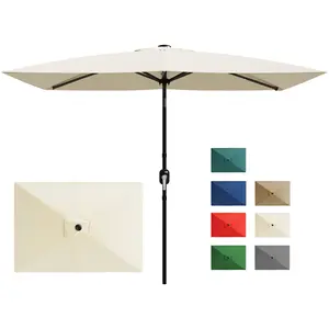 10' x 6.5' Rectangular Patio Umbrella – Outdoor 6-Rib Market Table Parasol with Crank, Push Button Tilt, UV Sun Protection for Garden, Deck, Lawn, Pool, Without base,summerwins