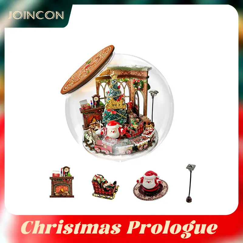 DIY miniature christmas lights – Christmas Prologue 3D Wooden Puzzle with LED Lights, Festive Bookshelf Decor, unique birthday gift, Birthday Gift, Christmas Present