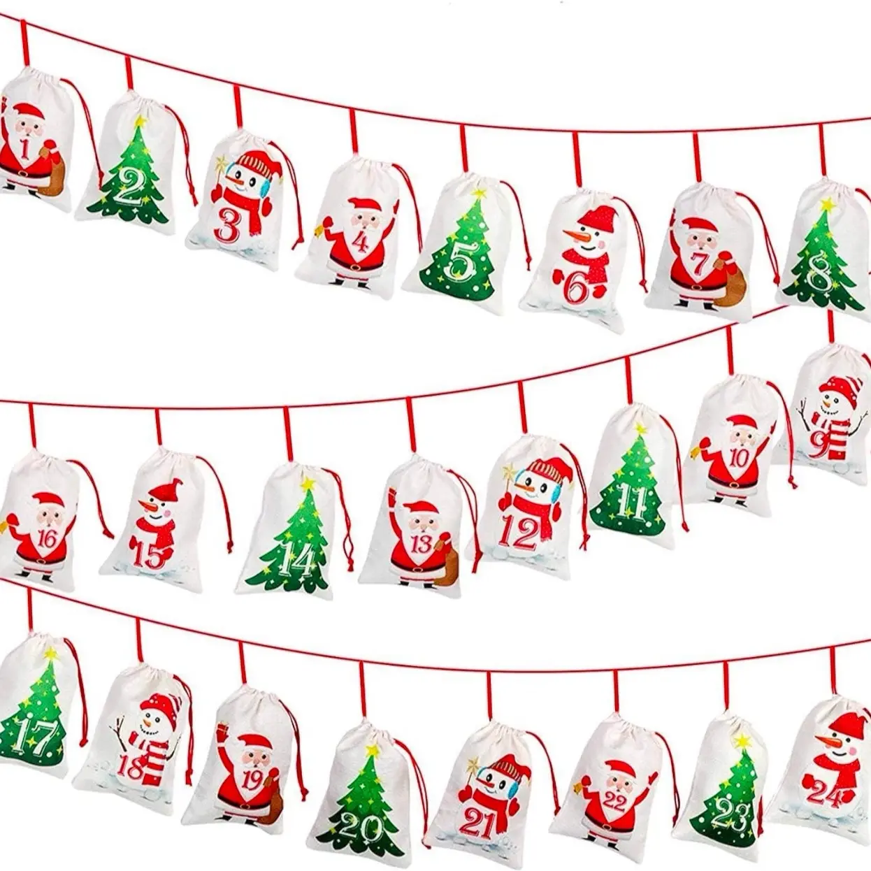 2024 Christmas Makeup Advent Calendar - Festive Surprises in Burlap Gift Bags - Skincare