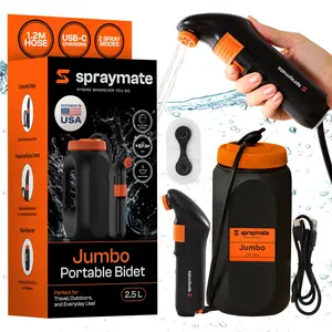 Spray Mate Portable Rechargeable Bidet for Travel - Electric High Pressure for Women & Men | 2.5L Bottle USB-C | USA Brand