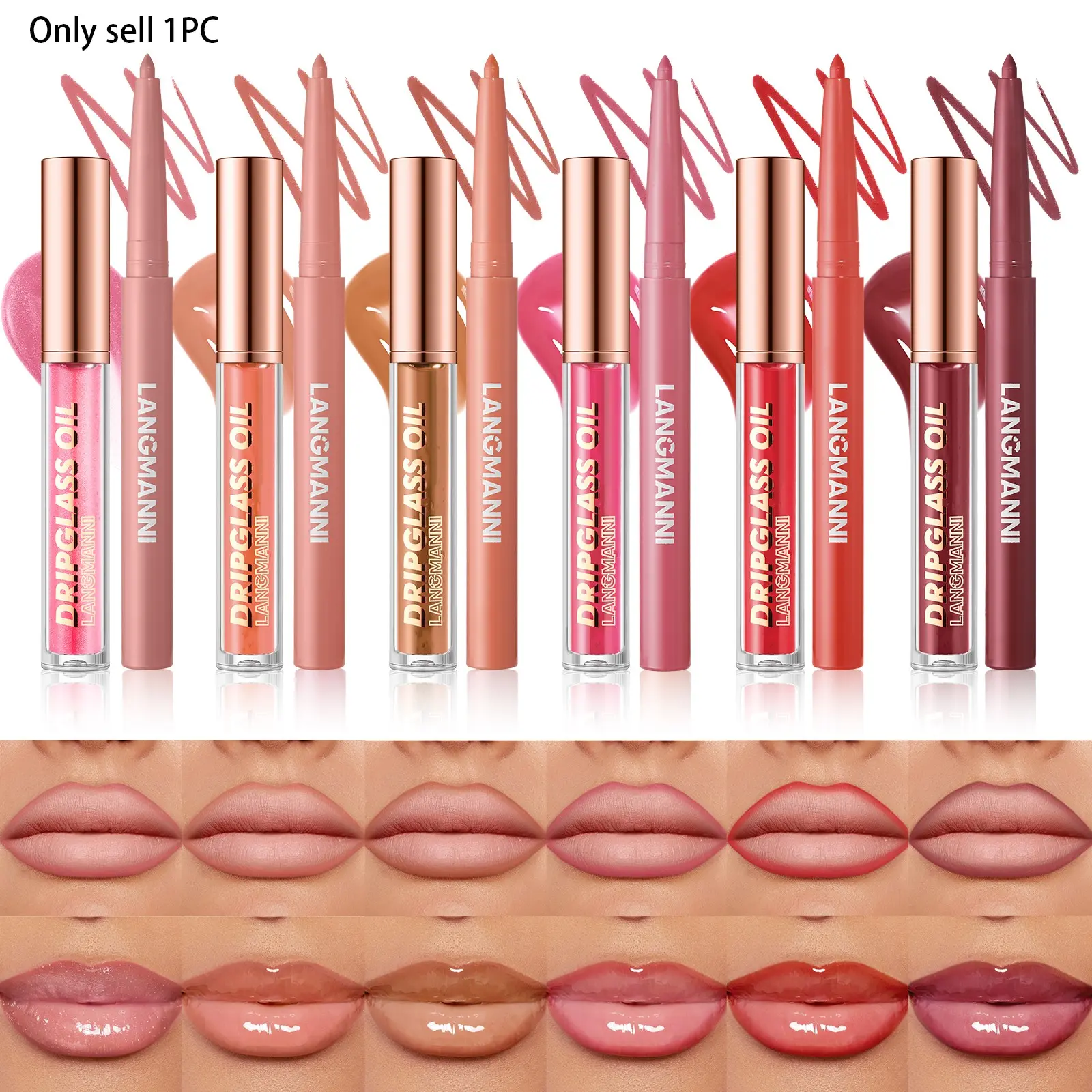 Matte Lip Liner With Glossy Lip Gloss Lipstick Long Lasting Hydrating Moisturizing Smooth Application Intense Pigment Dewy Finish Hydrating Lip Glaze