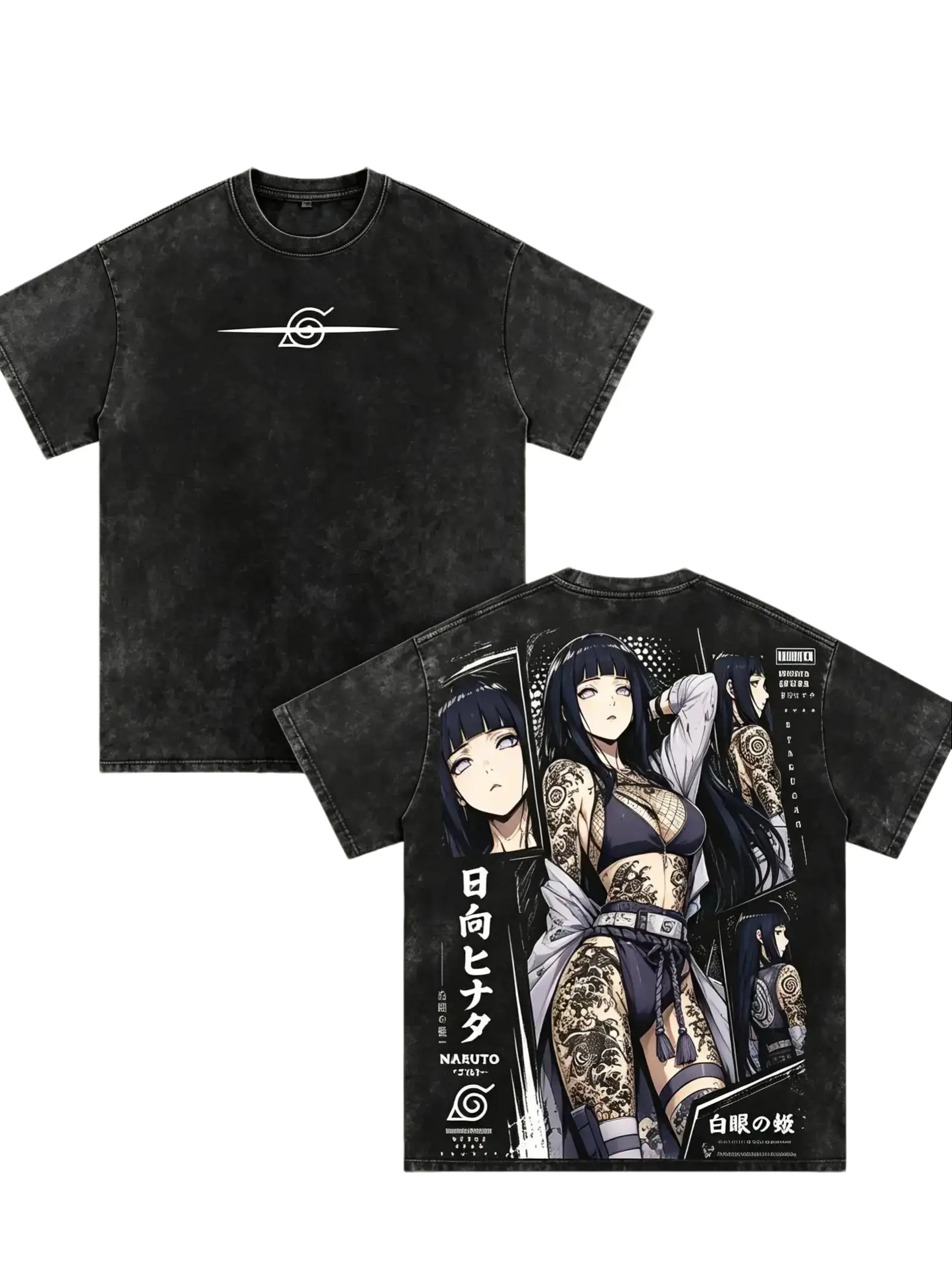 Naruto Hinata Hyuga Vintage Washed Graphic T Shirt Oversized Anime Streetwear Tee Y2K Harajuku Acid Wash Cotton Unisex Casual Summer Graphic Tee Japanese Manga Aesthetic Gift for Men Women